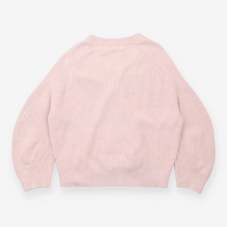 V-Neck Chunky Knit Cardigan Dusty Pink Cotton