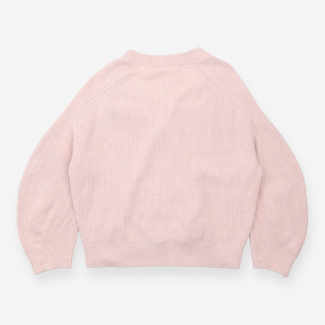 V-Neck Chunky Knit Cardigan Dusty Pink Cotton
