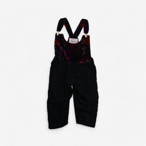 Black velour ribbed with pattern dungarees
