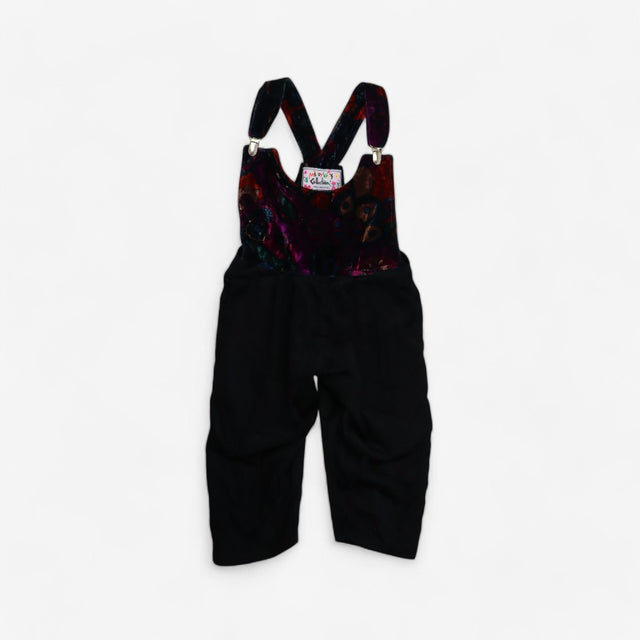 Black velour ribbed with pattern dungarees