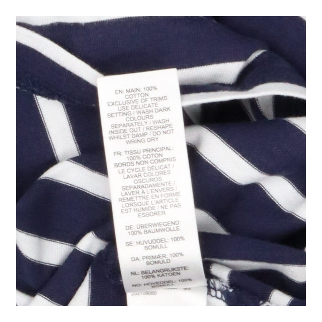 Navy and white striped crew neck t-shirt
