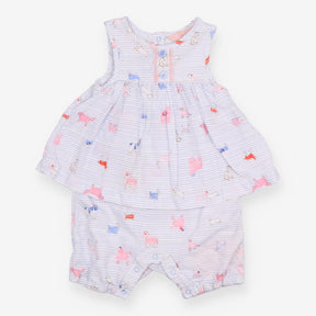 Blue Striped Dogs Tunic Romper Outfit