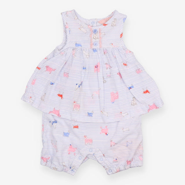 Blue Striped Dogs Tunic Romper Outfit