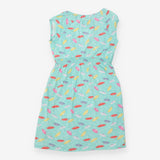 Dress Aqua Parasol Print Organic Cotton V-Neck Wra