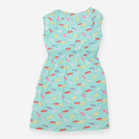 Dress Aqua Parasol Print Organic Cotton V-Neck Wra