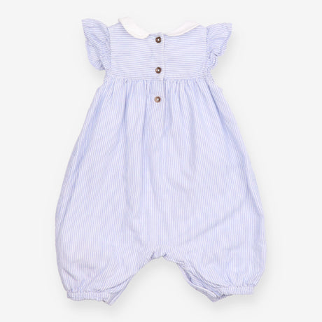 Blue Striped Collared Romper