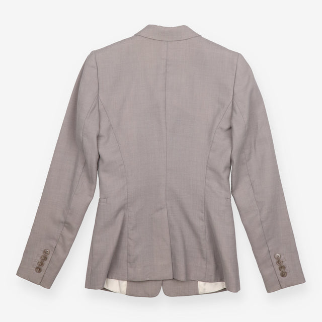 Tailored Blazer Light Grey Longline Single Breaste