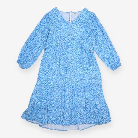 Maternity Midi Dress Blue Abstract Print Blouson S
