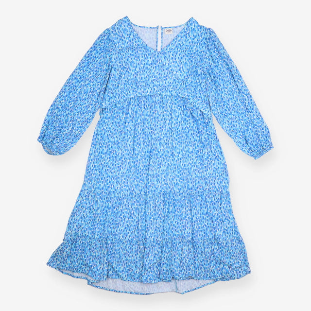 Maternity Midi Dress Blue Abstract Print Blouson S