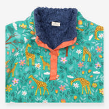 Snuggle fleece green giraffe in forest