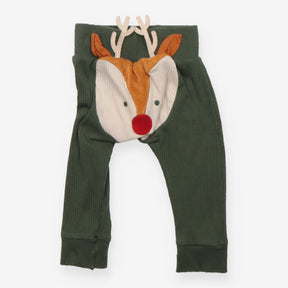 Green Ribbed Reindeer Joggers