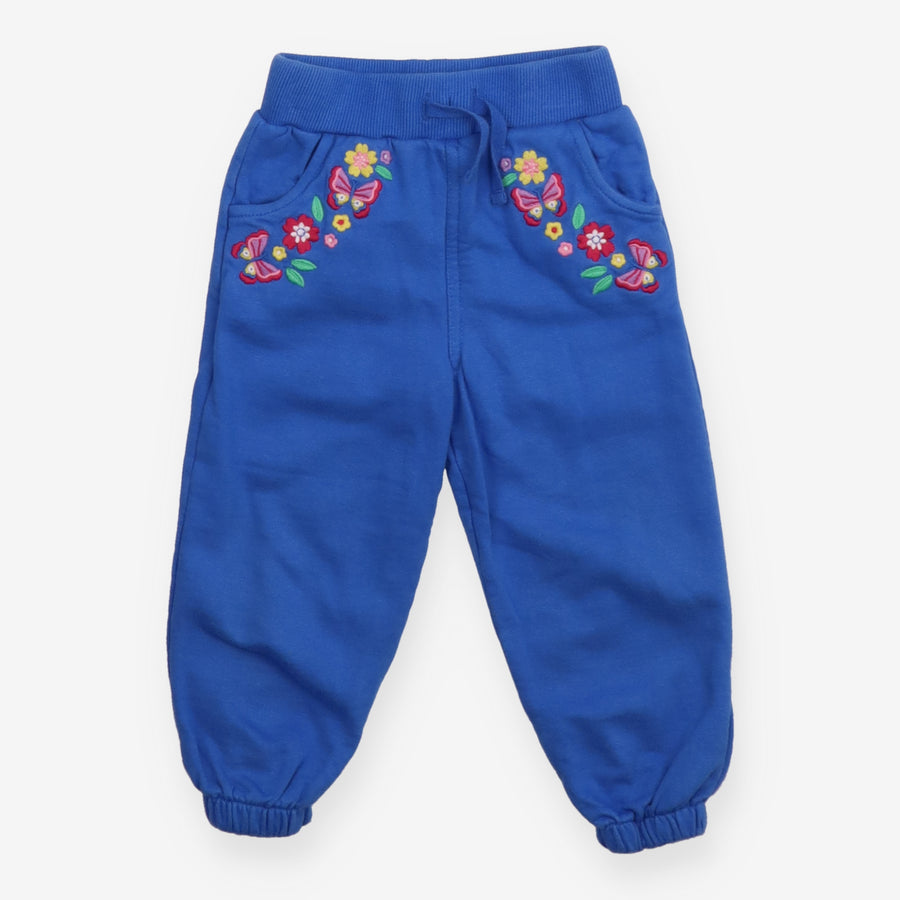 Joggers Blue Butterfly Flowers Applique