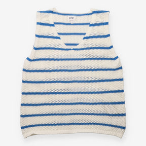 Organic Cotton Blue Stripe Open-Knit Tank Top