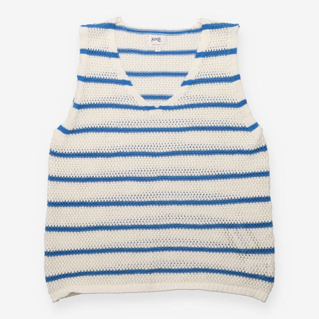 Organic Cotton Blue Stripe Open-Knit Tank Top