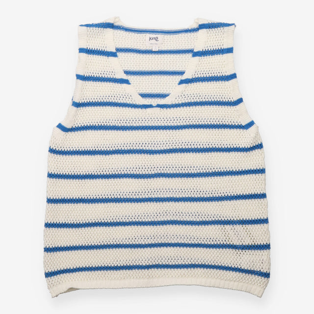 Organic Cotton Blue Stripe Open-Knit Tank Top