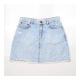 Denim Mini Skirt Light Blue Frayed Hem