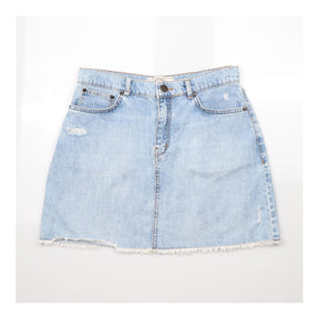 Denim Mini Skirt Light Blue Frayed Hem