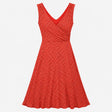 Red Polka Dot Sleeveless Jersey Wrap Style Dress