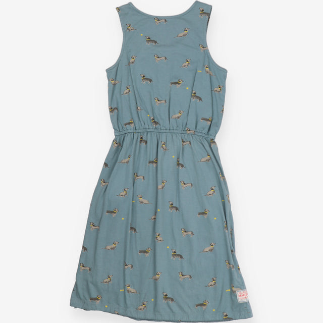 Brakeburn Dachshund Dog Print Cotton Midi Dress Sl