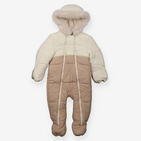 Beige/brown snowsuit fur hood