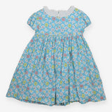 Blue floral dress with lace collar