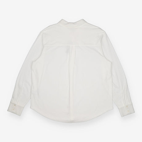 Shirt White Textured Cotton Button Front