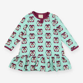 Dress jersey mint with pansies