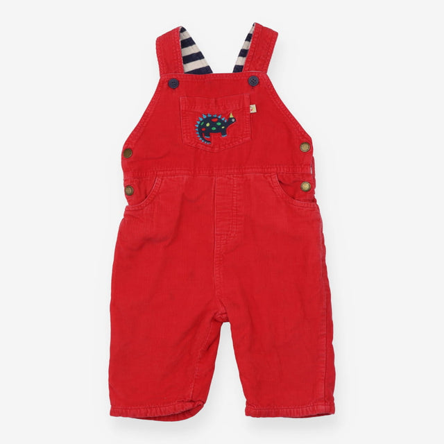 Dungarees Cord Red - Blue Dinosaur Pocket