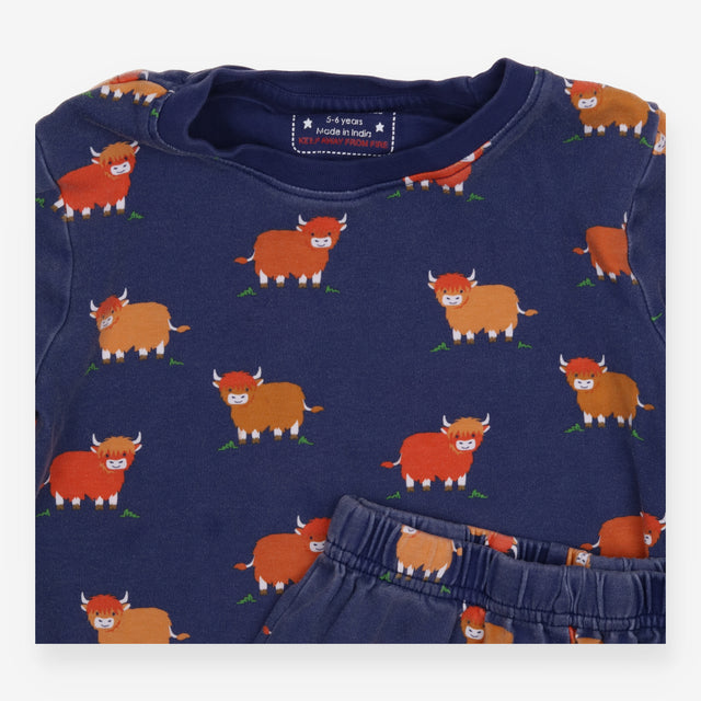 Pyjamas navy highland cow