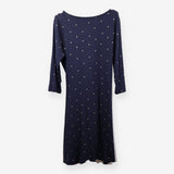 Navy Gold Spot Jersey Tea Dress Tie Waist