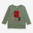 Tee LS green red festive door