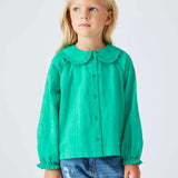 Green Peter Pan Collar Button Blouse