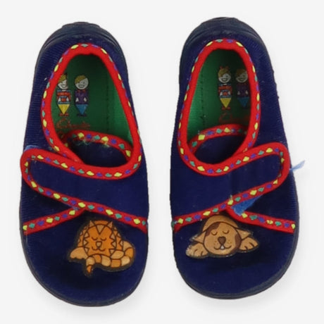 Navy Cat and Dog Velcro Pumps