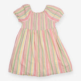 Dress SS stripes elastic bodice