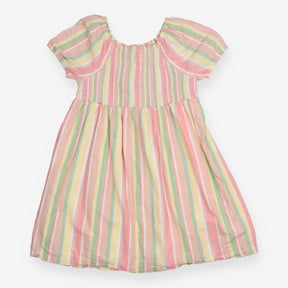 Dress SS stripes elastic bodice