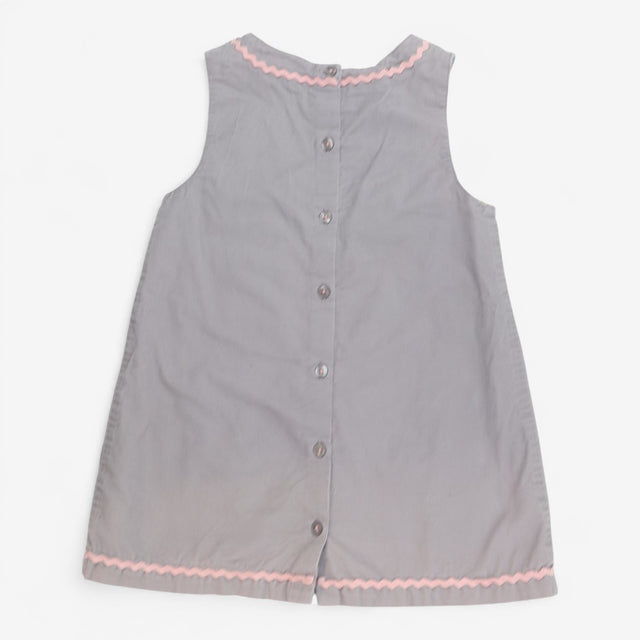 Dress Cord Sleeveless Grey Kitten Face 