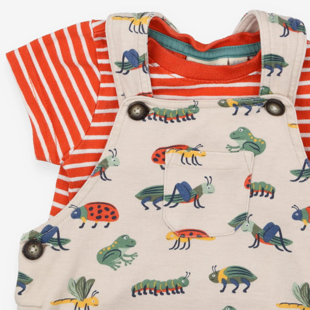 Outfit Stone jersey dungarees bugs frogs orange st