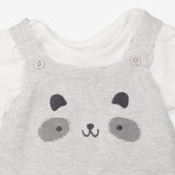 Dungarees Knitted Grey Panda Face and Bodysuit