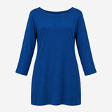 Top Blue Scoop Neck Long Sleeve Soft Lightweight C