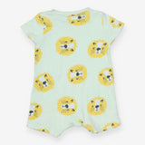 Romper Light Green with Lion's Faces Print