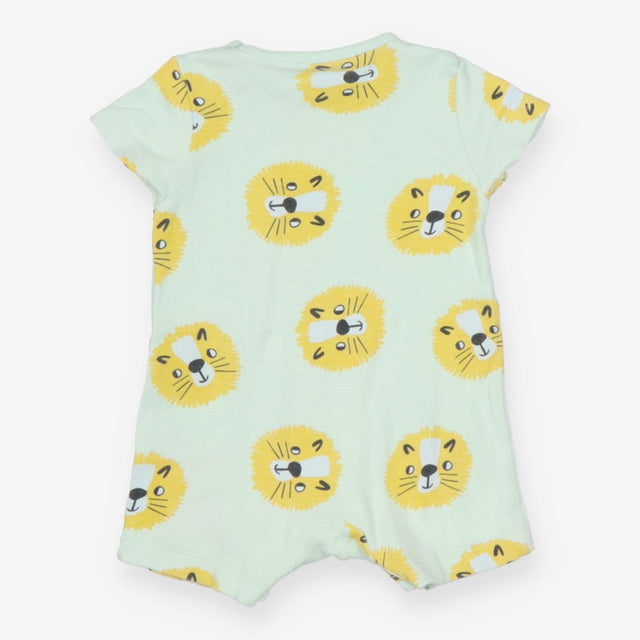 Romper Light Green with Lion's Faces Print