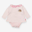 Bodysuit T-Shirt Pink Stripe with Party Hedgehog 
