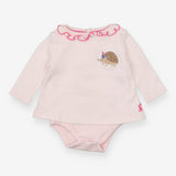 Bodysuit T-Shirt Pink Stripe with Party Hedgehog 