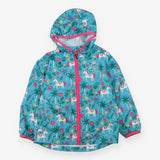 Windbreaker Turquoise Unicorns and Flowers