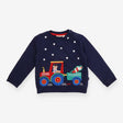 Sweater Navy Reindeer Driving Santa Tractor