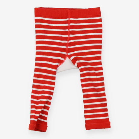 Knit leggings red stripe sausage dog