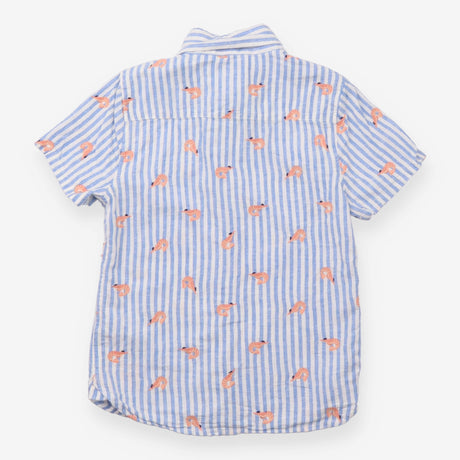Shirt Blue Stripe with Shrimp Appliques