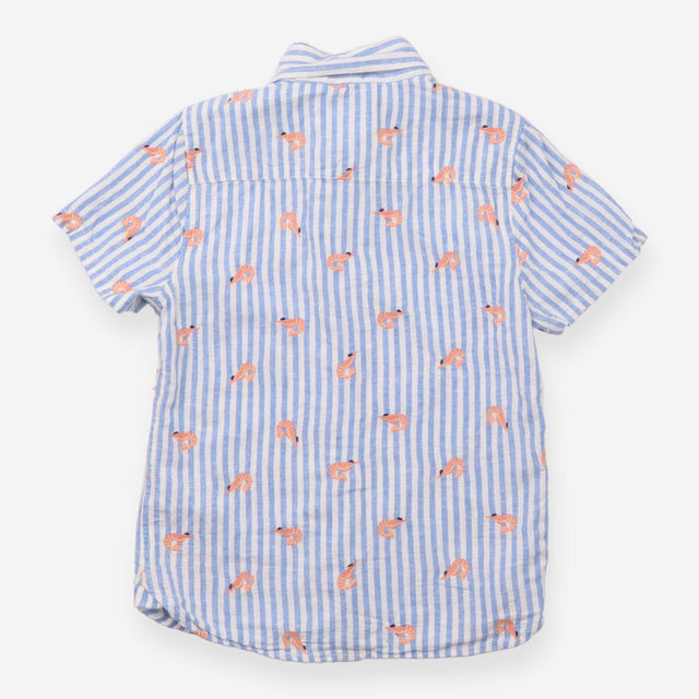 Shirt Blue Stripe with Shrimp Appliques