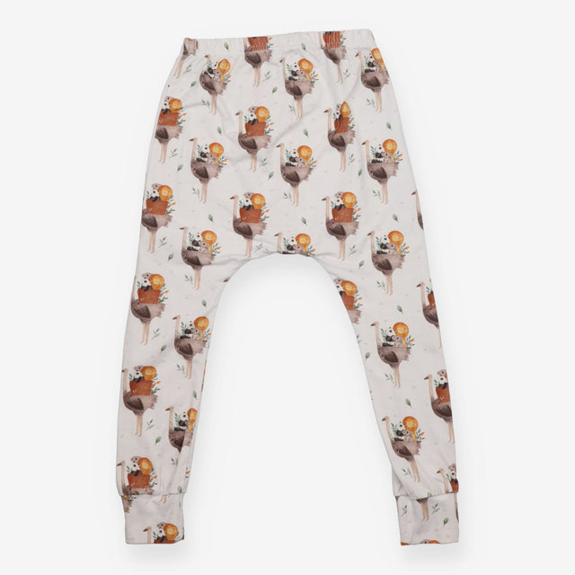 Harem legging cream with Ostrich, Lion, Panda  