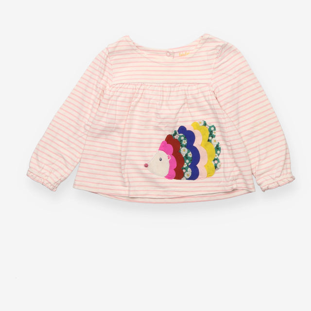 Dress long sleeved pink white stripe hedgehog
